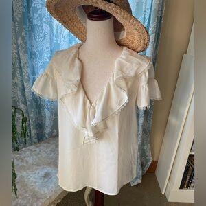 Max Studio Victorian style white blouse